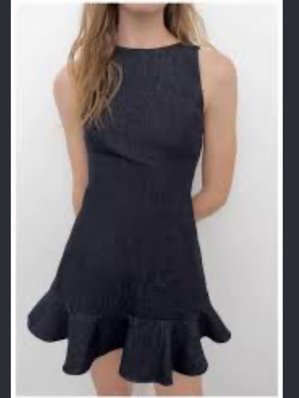 Zara Black Sleeveless Ruffle-Hem Mini Dress